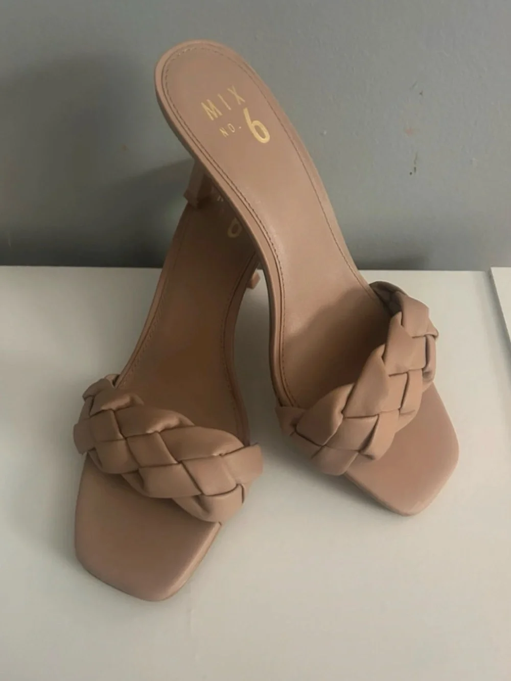 Mix No. 6 Braided Slide Heels in Nude